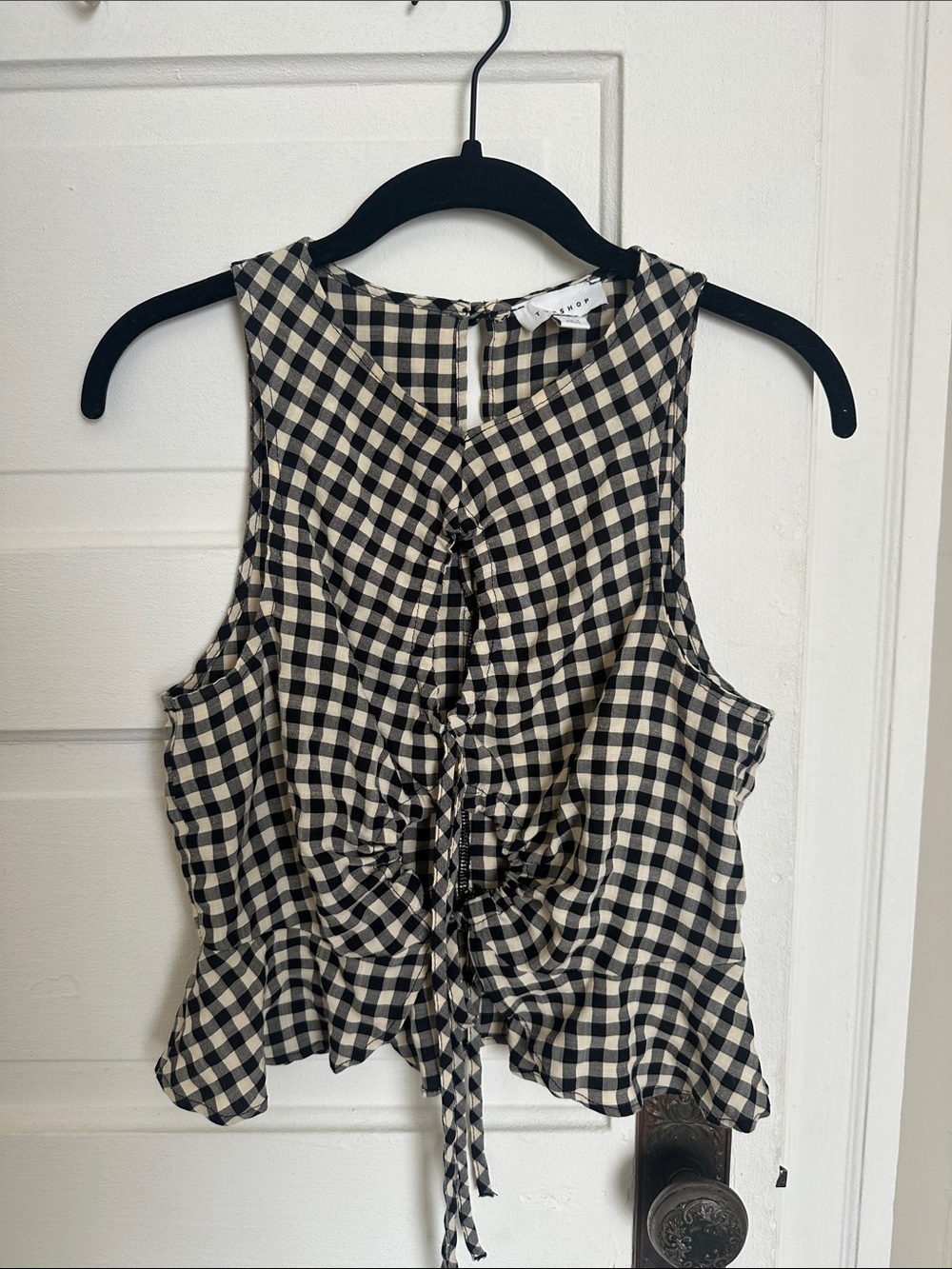 Top shop Gingham Tie-Front Tank